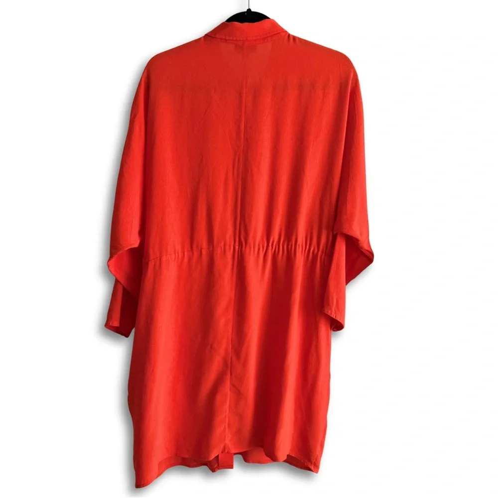 TOPSHOP Orange Tunic Shirt Dress with Drawstring Waist | Size 10 US - Picture 7 of 8